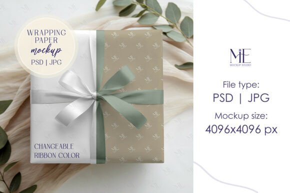 Elevate Holiday Designs with Gift Wrapping Paper Mockup PSD