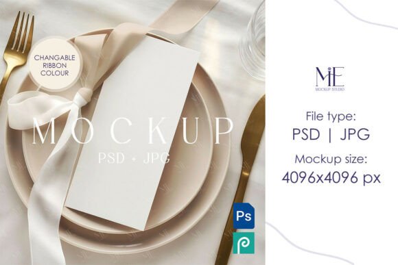 Elevate Wedding Designs with 4x9 Menu Mockups