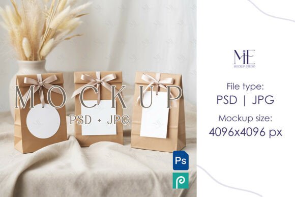 Elevate Your Brand Presentation with a Versatile Gift Tag Set Mockup: Round, Square, and Rectangular Designs