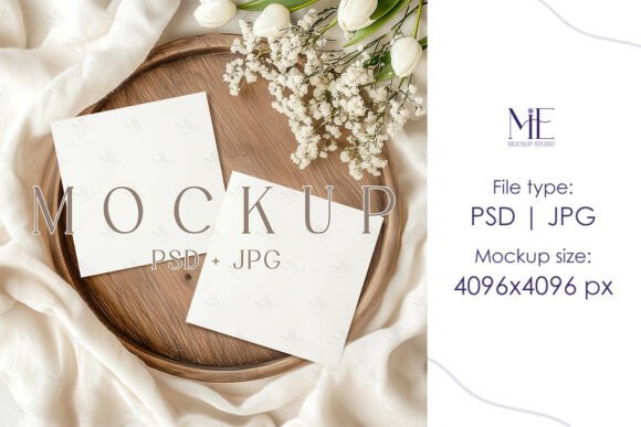 Elevate Your Brand with a Square Card Mockup Double Invitation