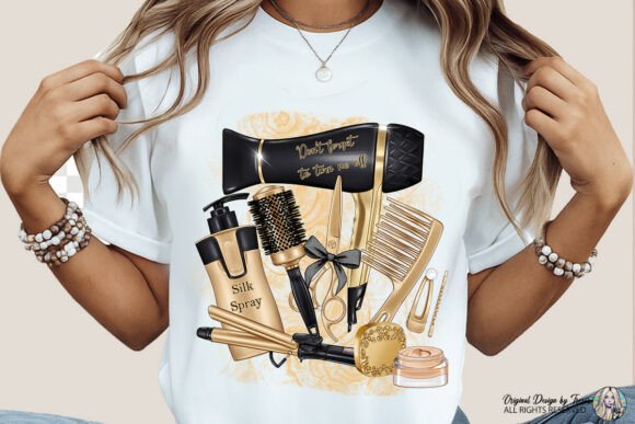 Elevate Your Brand with Hairdresser Clipart Black Gold Design