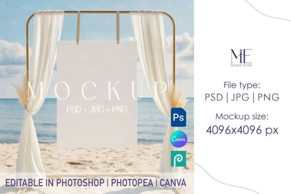 Elevate Your Coastal Event with a Professional Beach Wedding Welcome Sign Mockup 18x24