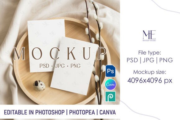 Elevate Your Spring Designs with the Boho Easter Double Invitation Mockup 5x7