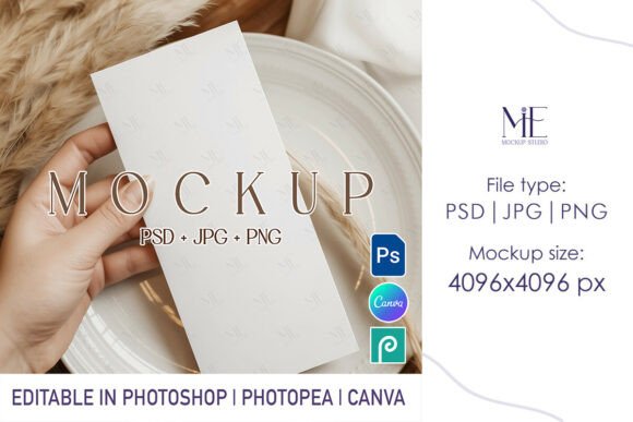Elevate Your Wedding Stationery with a 4x9 Menu Card Mockup PSD for Canva