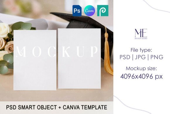Graduation Invitation Card Set Mockup