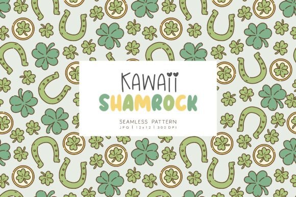 Seamless Pattern Kawaii Shamrock 1: Cute & Versatile