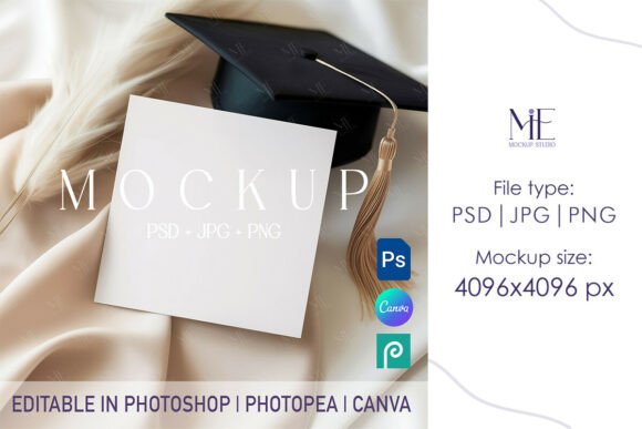 Strategic Presentation: Elevating Your Brand with a Graduation Square Card Mockup PSD PNG