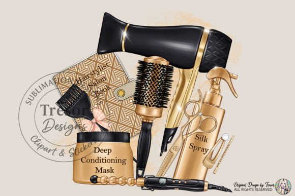 Unlocking Luxury Branding with the Hair Salon Clipart Black Gold Set PNG